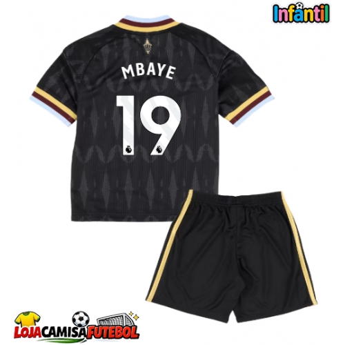 Camisa de Futebol Aston Villa Ibrahim Mbaye #19 Equipamento Secundário Infantil 2026-27 Manga Curta (+ Calças curtas)